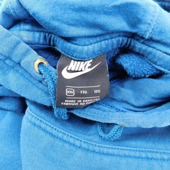 Nike Club Men Solid Teal Blue Pullover Hoodie Kangaroo Pouch Drawstring Size XXL - Picture 7 of 9